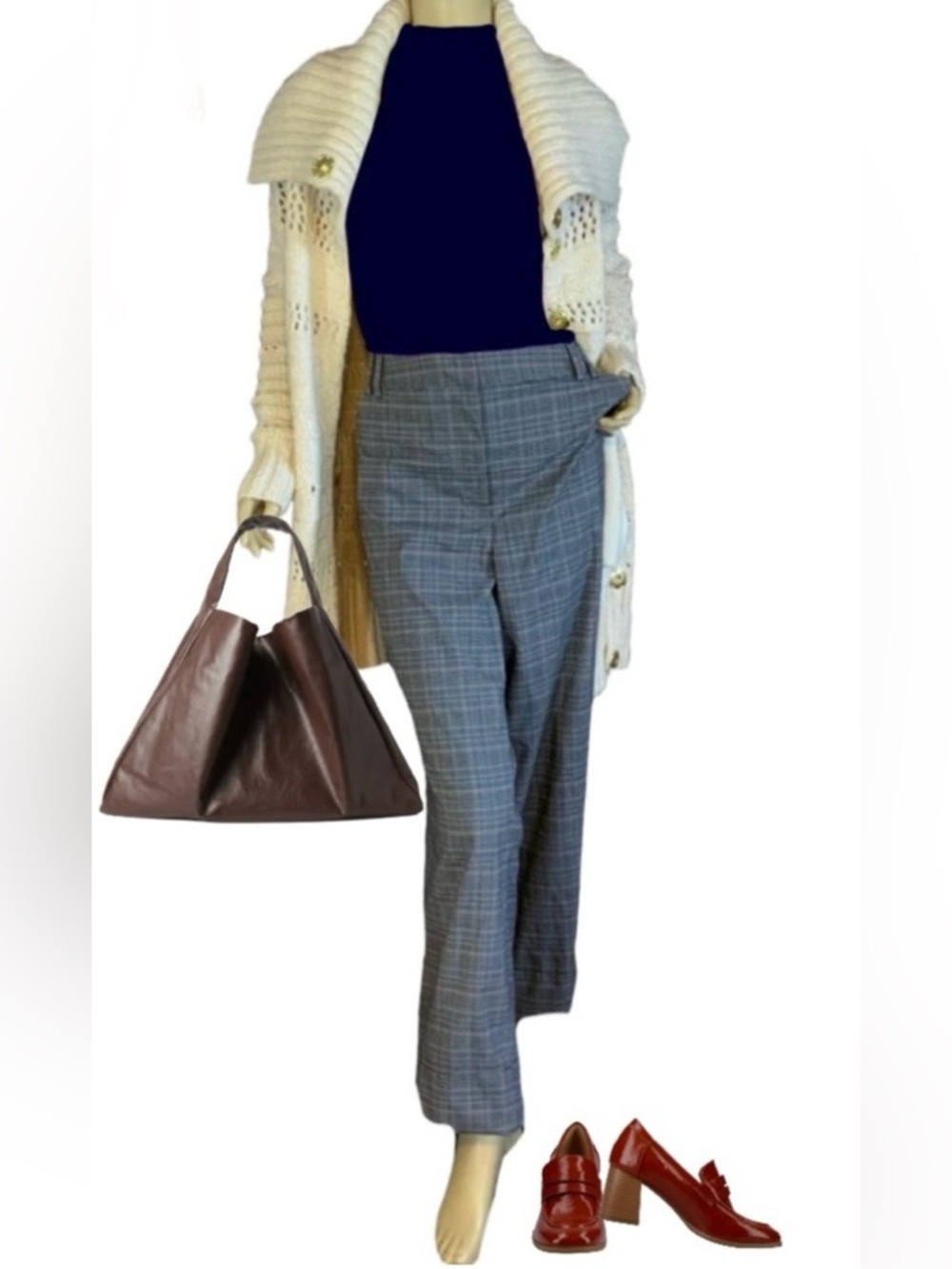 LANE BRYANT GLEN PLAID BLUE & WHITE W/RED TROUSERS (22)